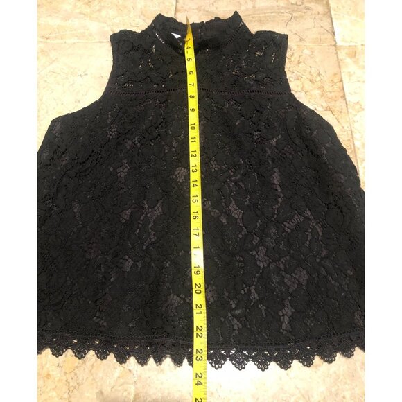 JACK BY BB DAKOTA- WOMENS BLACK LACE CREW NECK TOP SIZE LARGE - Picture 5 of 6